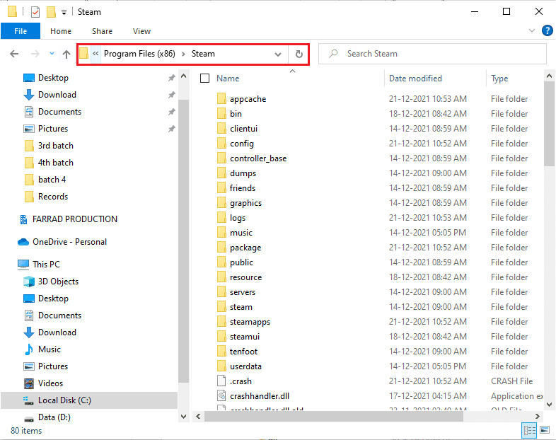 Navegue hasta la ruta donde está instalado el vapor. Cómo arreglar Steam que no se abre en Windows 10