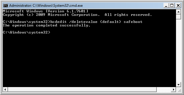 Configure Windows 7 para que arranque normalmente, desde el símbolo del sistema