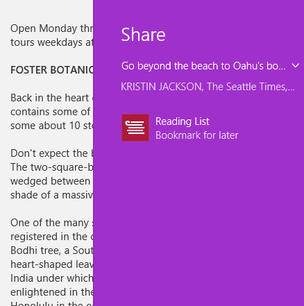 Windows 8.1, Lista de lectura, Aplicación, Leer más tarde, Agregar, Contenido, Categorizar