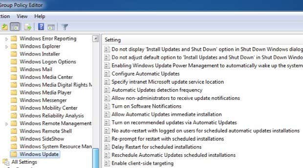 configuración de actualización de windows
