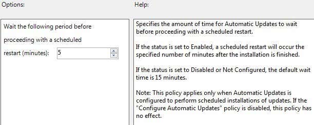 retrasar el reinicio