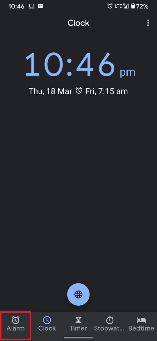En la parte inferior, toca 'Alarma'