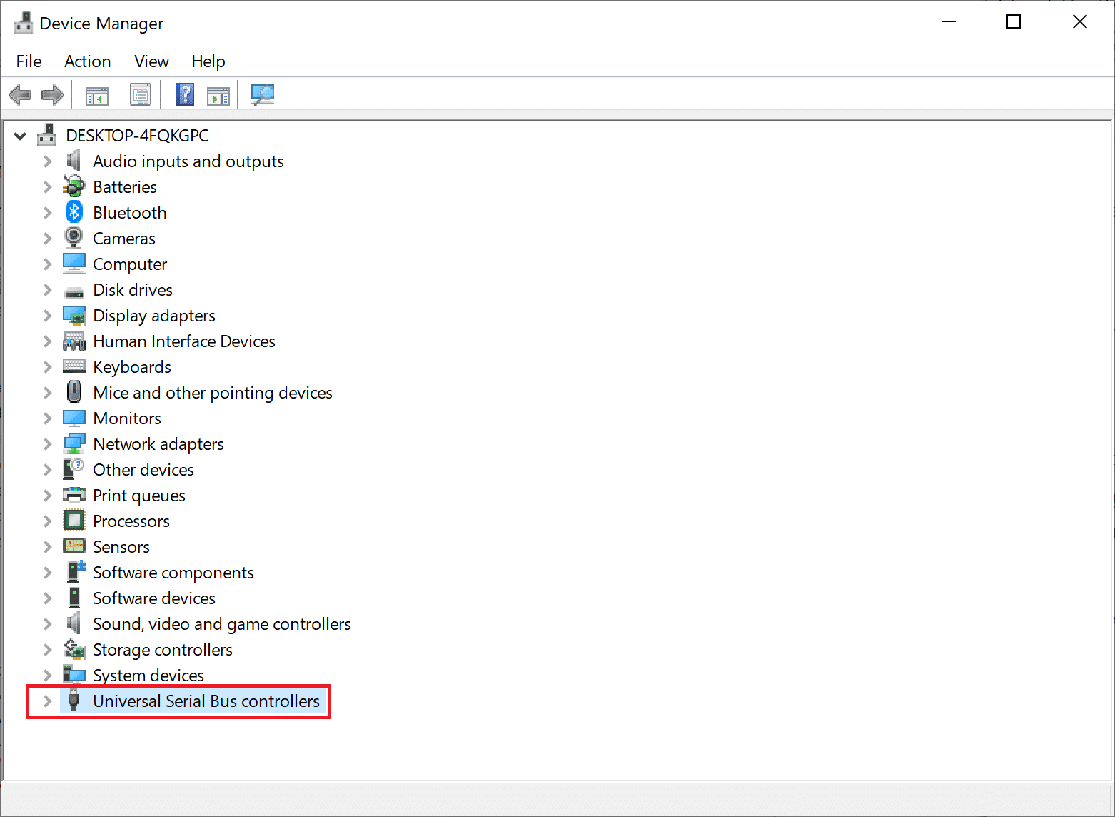 Haga doble clic en Controladores de bus serie universal en la ventana Administrador de dispositivos