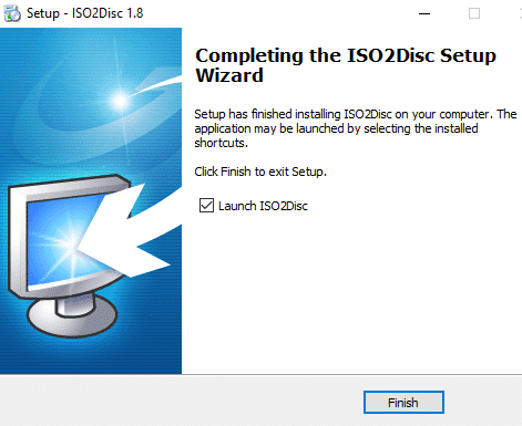 Haga clic en el botón Finalizar para finalizar la configuración de ISO