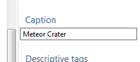 Galería de fotos de Windows, etiquetas, subtítulos, imágenes