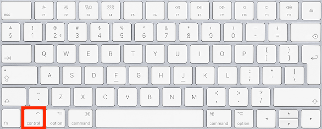 Botón de control en un teclado Mac