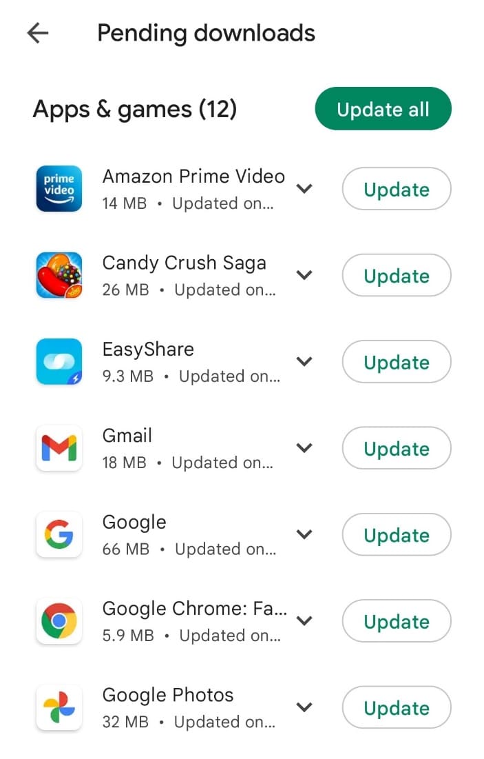 Localiza Waze y toca Actualizar.  Arreglar el sonido de Waze que no funciona en Android