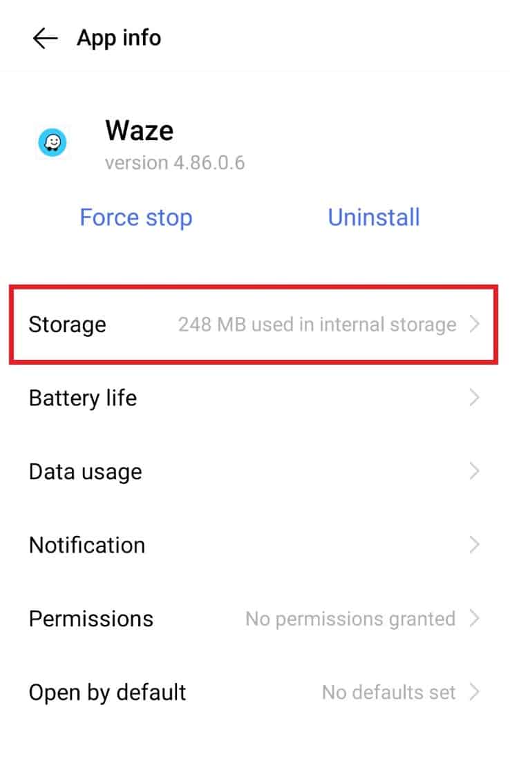 Toque Almacenamiento |  Cómo arreglar el sonido de Waze que no funciona