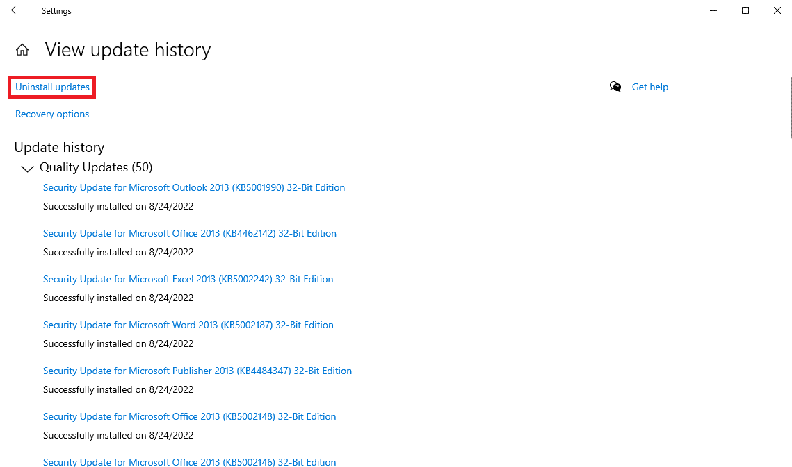 haga clic en Desinstalar actualizaciones.  Reparar el host nativo de diagnóstico con secuencias de comandos que no funciona
