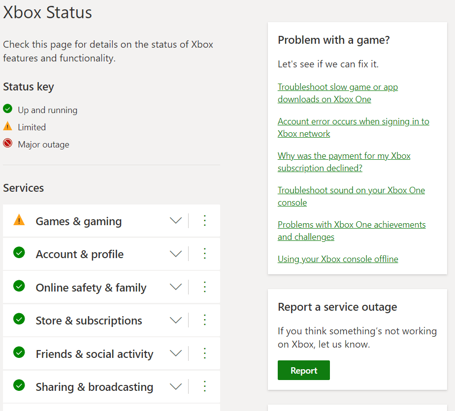 estado xbox.  Arreglar el código de error de Xbox Live 80072ef3