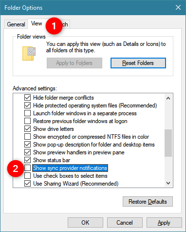 Pokaż powiadomienia dostawcy synchronizacji