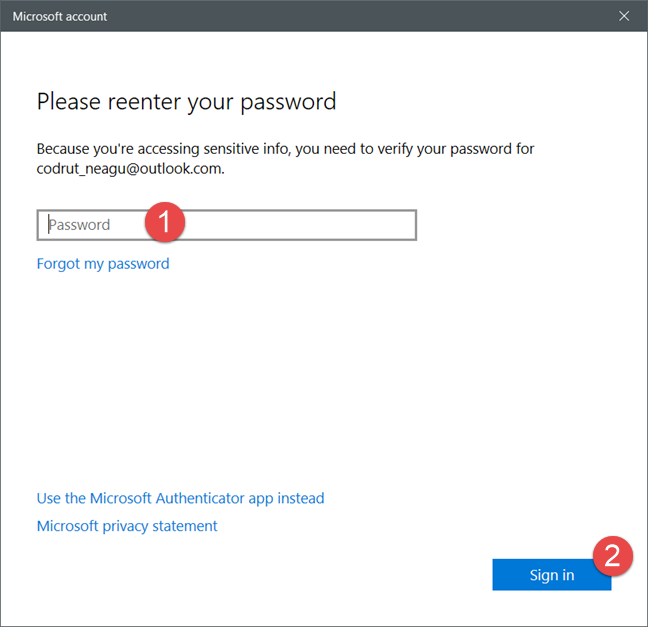 Windows 10, contraseña de usuario