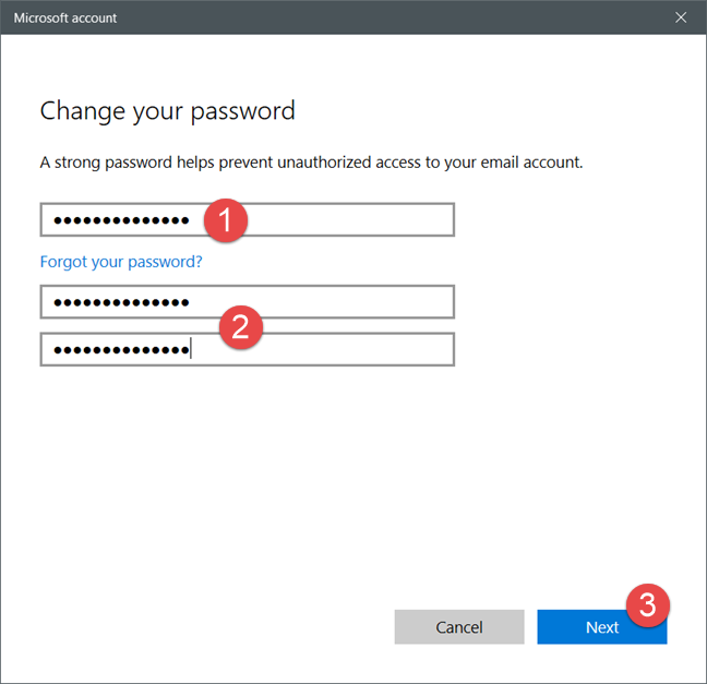 Windows 10, contraseña de usuario