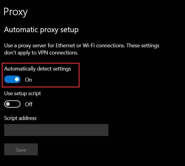 Active Detectar configuración automáticamente