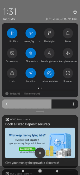 Despliega el cajón de notificaciones desde la parte superior de tu pantalla.  Cómo arreglar la publicación de Instagram atascada al enviar