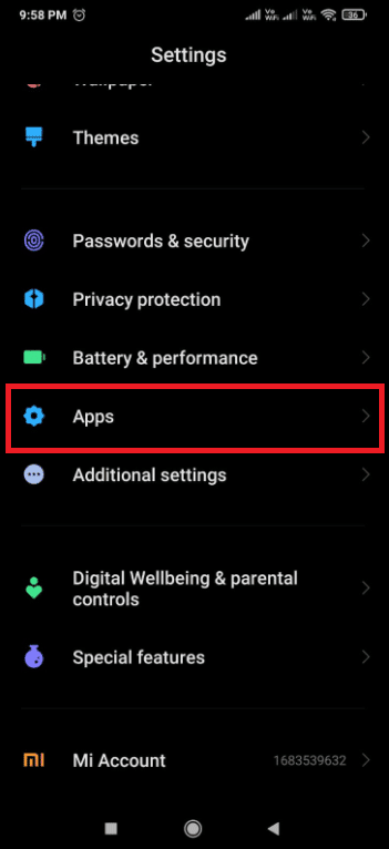 Ve a la sección Aplicaciones.  Cómo arreglar la publicación de Instagram atascada al enviar