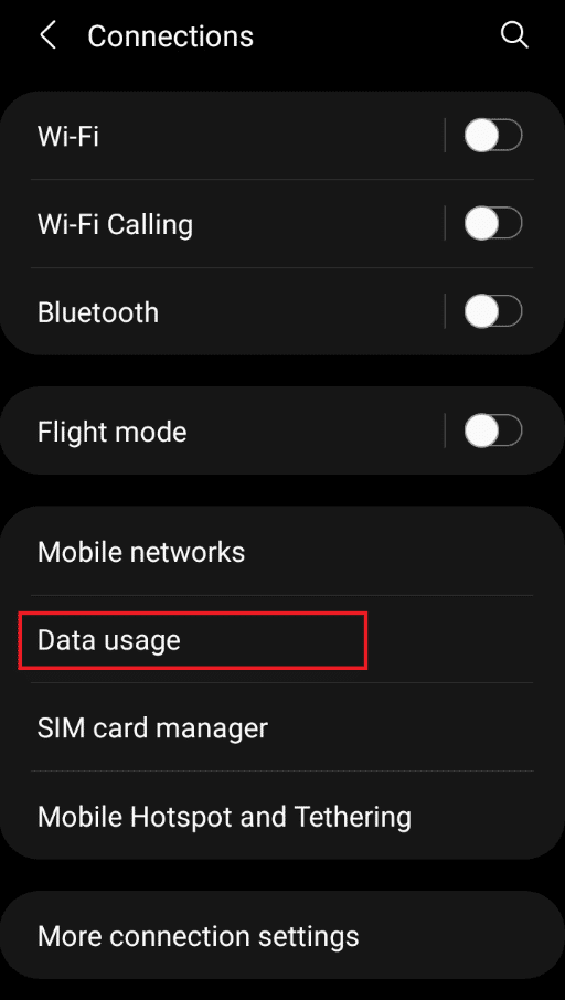 Presiona la opción Uso de datos |  arreglar Snapchat no cargará historias