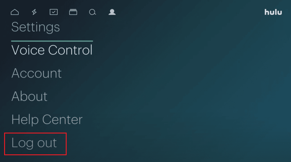 En la parte inferior, seleccione la opción Cerrar sesión |  cierre la sesión de Hulu en su Samsung Smart TV
