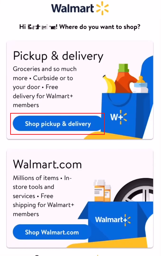 toque Recogida y entrega en la tienda | que pasa si no vas a recoger el pedido de walmart