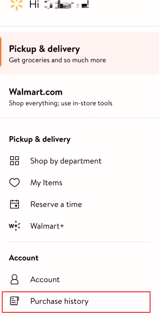 Toca Historial de compras