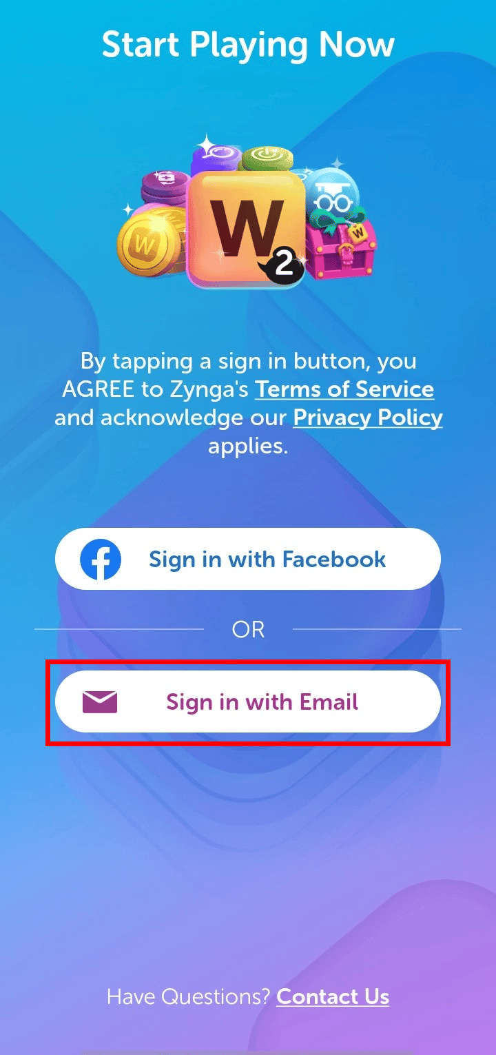Toque Iniciar sesión con correo electrónico | Como puedes recuperar tus palabras con amigos 2 cuentas 1