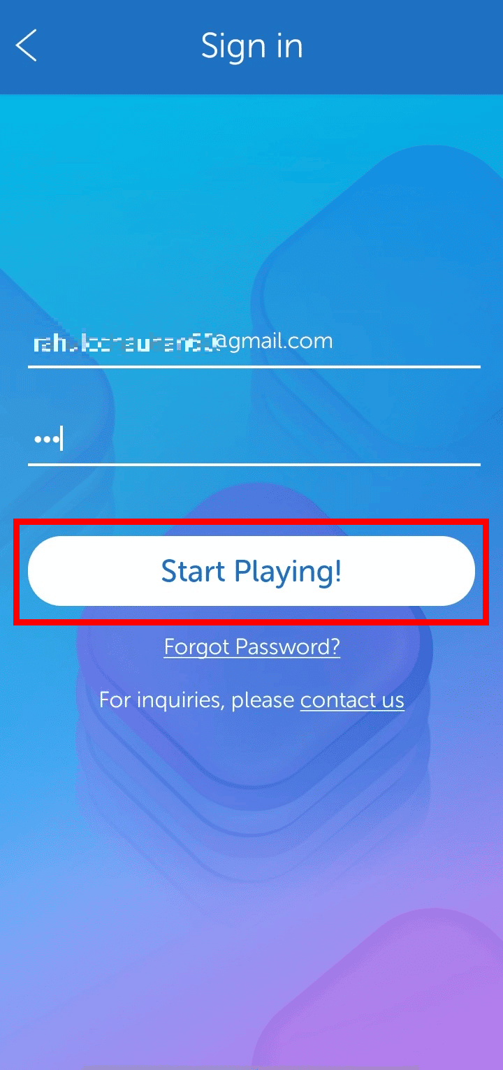 Ingrese la contraseña de su cuenta y toque ¡Empezar a jugar! iniciar sesión en el juego | ¿Cómo puedes recuperar tus palabras con amigos 2 cuentas?