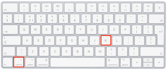 Mantenga presionada la tecla Control y presione la tecla K para eliminar el texto