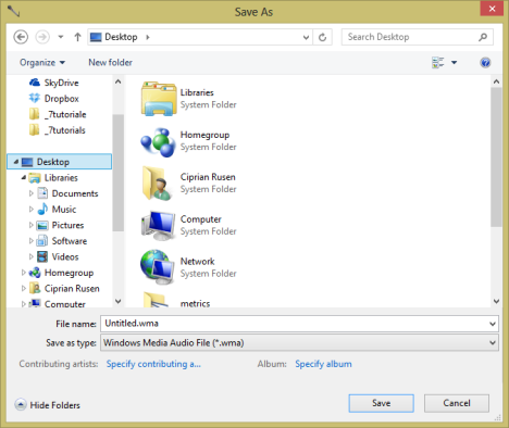 Rejestrator dźwięku, Windows 7, Windows 8