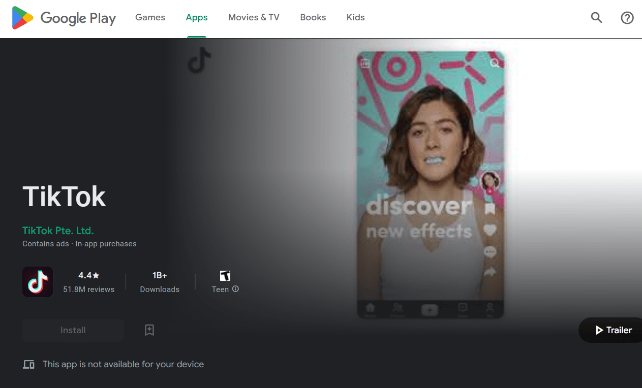 TikTok tienda de juegos Android