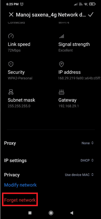toca Olvidar red. Cómo arreglar Wi-Fi que no funciona en el teléfono