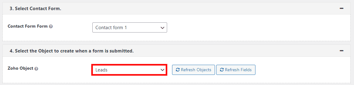 Selección de clientes potenciales como objetos de Zoho