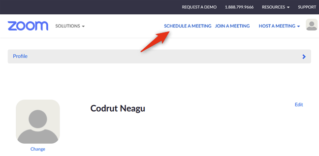 El enlace Programar una reunión