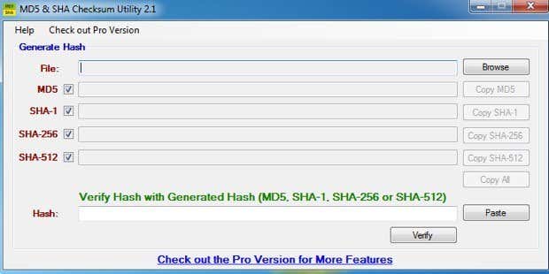 suma de comprobación md5 sha