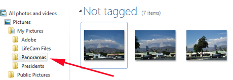 Galería de fotos de Windows, panoramas, imágenes