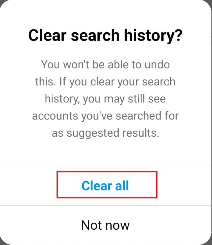 Toque Borrar todo en la ventana emergente