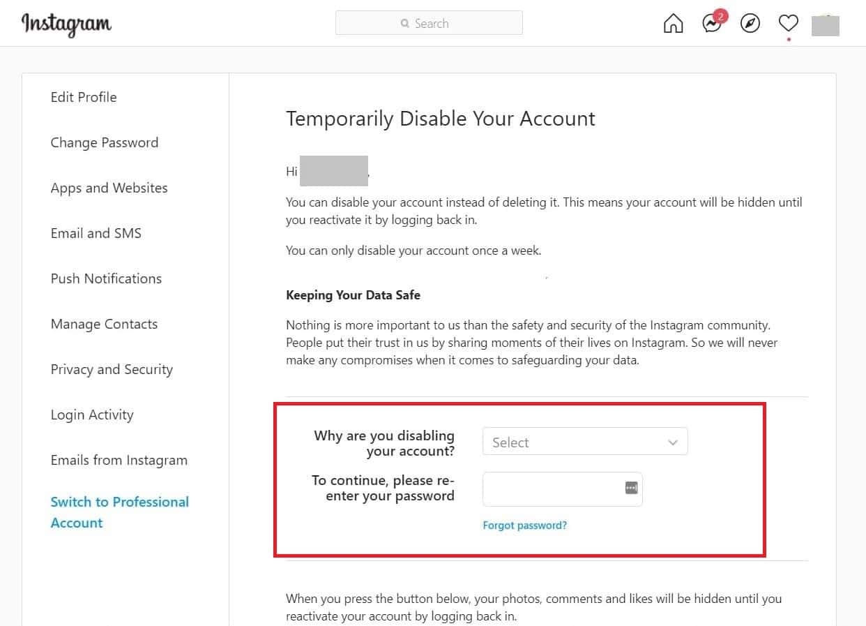 Vuelve a introducir tu contraseña de Instagram |  Cómo resetear tu cuenta de instagram
