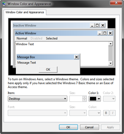 El color y la apariencia de la ventana.