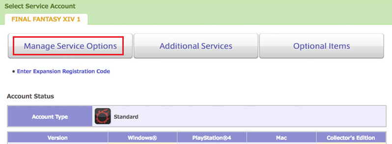 Haga clic en Administrar opciones de servicio
