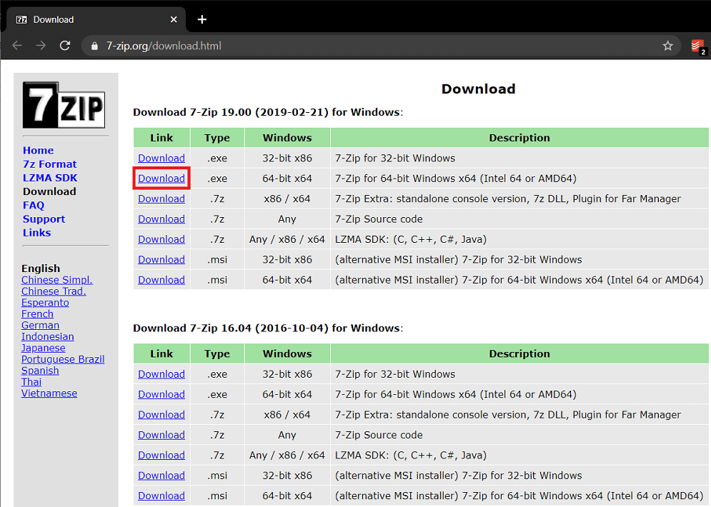 Descargue e instale la versión gratuita de cualquiera de las herramientas de archivo anteriores