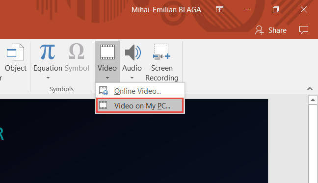 PowerPoint, incrustar, vídeo
