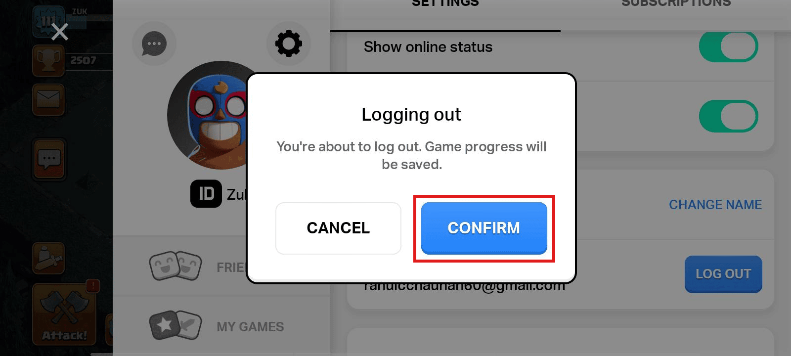Toca CONFIRMAR |  Como borrar una cuenta de clash royale