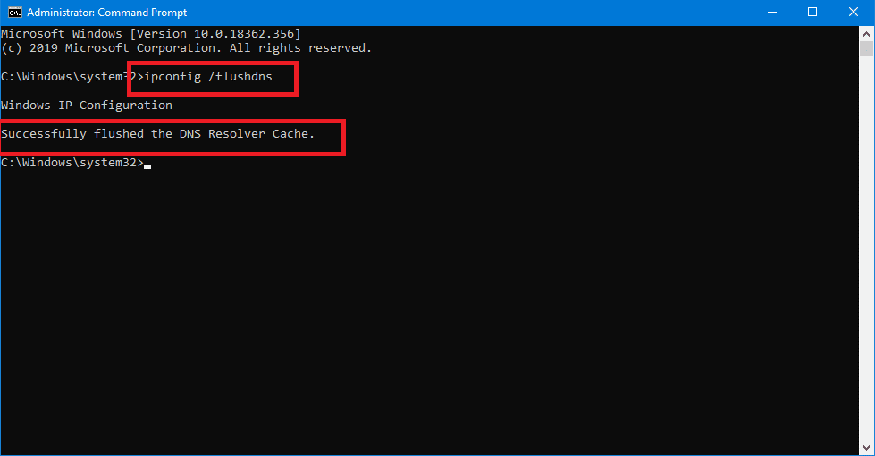 En el símbolo del sistema, escriba el siguiente comando y presione enter.  Ipconfig /flushdns Corrige los videos de YouTube que no se reproducen: 