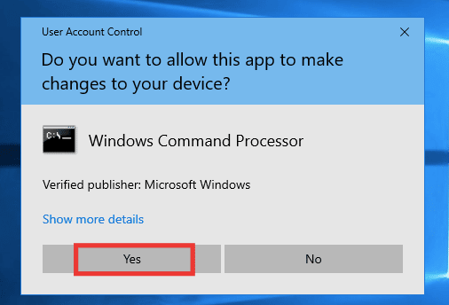 Haga clic en Sí para conceder el permiso.  Arreglar los componentes del sistema de Windows debe ser un problema reparado