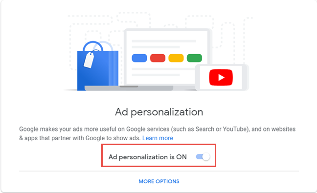 Desactivar la personalización de anuncios de Google