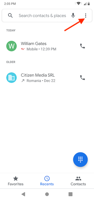 Haga clic en el botón para más opciones