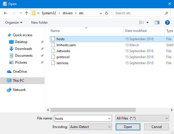 Abra C:WindowsSystem32driversetchosts en el Bloc de notas