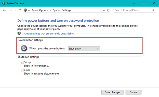 Windows, apagar, encender, botón, acción
