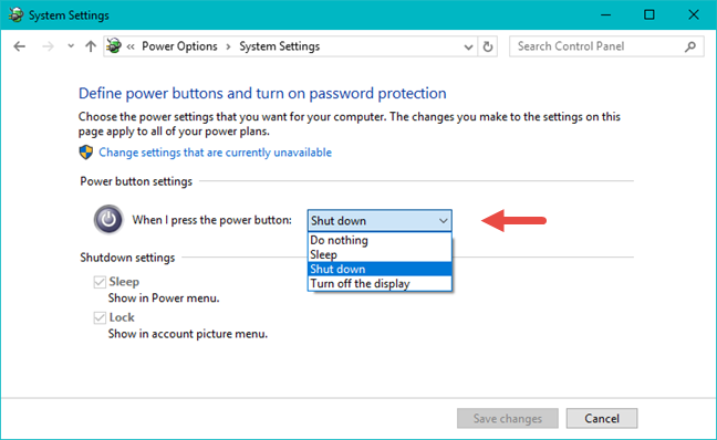 Windows, apagar, encender, botón, acción