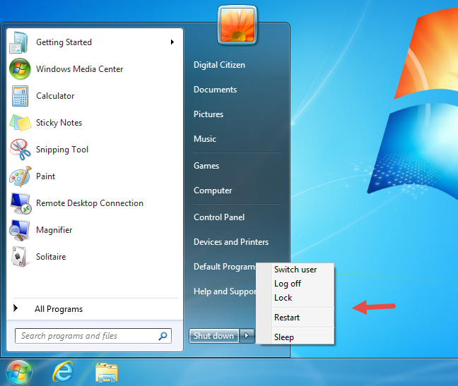 Windows, apagar, encender, botón, acción