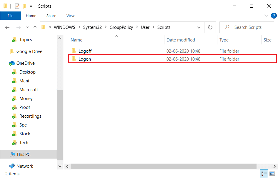 Usar carpeta de inicio de sesión